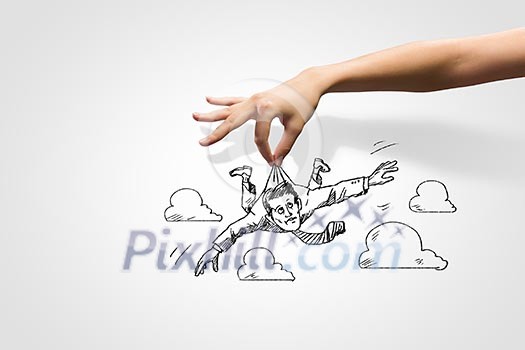 Hand drawing image of businessman. Business challenge Hand drawing image of businessman. Business challenge