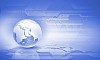 Blue digital image of globe. Background image