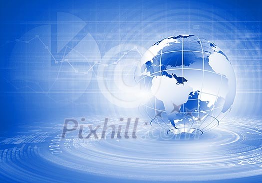 Blue digital image of globe. Background image Blue digital image of globe. Background image