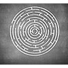 Round maze against white background. Solution idea