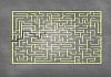 Drawn abstract maze against white background. Finding solution