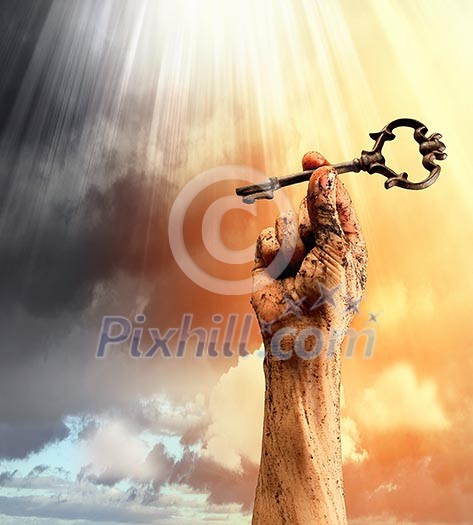 Key in human hand. Struggle and success Key in human hand. Struggle and success