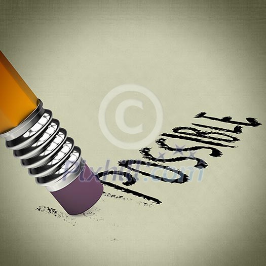Rubber on pencil changing letters of word impossible Rubber on pencil changing letters of word impossible