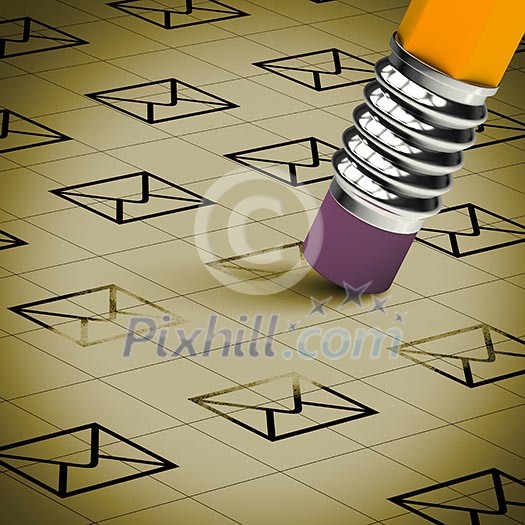 Pencil with rubber erasing illustration of letter Pencil with rubber erasing illustration of letter
