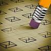 Pencil with rubber erasing illustration of letter