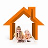 Happy young family in house. Mortgage concept