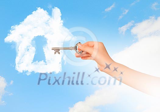 Image of house with key hole. Mortgage concept Image of house with key hole. Mortgage concept