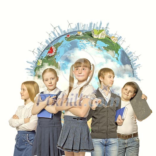 Image of kids of school age. Choosing profession. Elements of this image are furnished by NASA Image of kids of school age. Choosing profession. Elements of this image are furnished by NASA