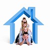 Happy young family in house. Mortgage concept