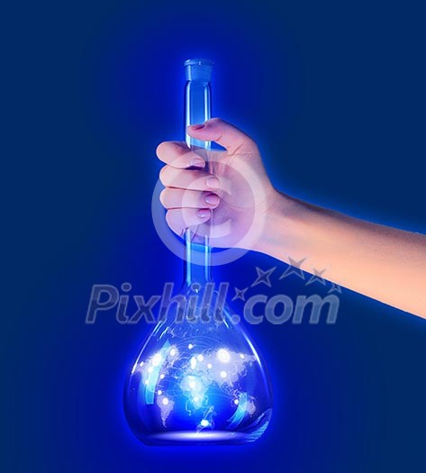 Close up image of human hand holding test tube Close up image of human hand holding test tube