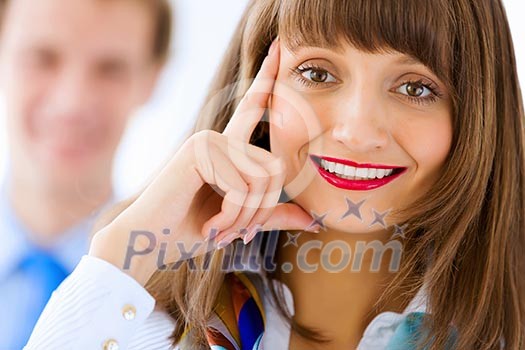 Image of successful young happy business persons
