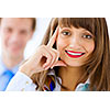 Image of successful young happy business persons