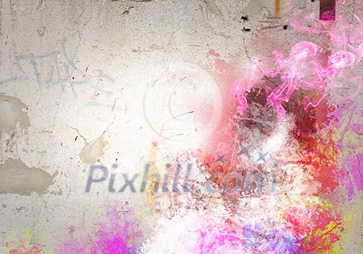 Background image with color fumes and splashes Background image with color fumes and splashes
