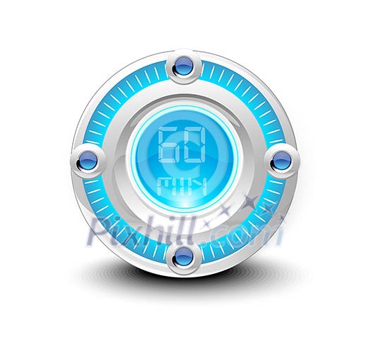 Light blue digital clock with 60 min timing Light blue digital clock with 60 min timing
