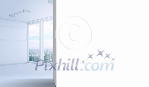 Image of empty white room with blank wall Image of empty white room with blank wall