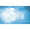 Background media image with icons. Innovations in technologies