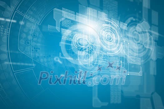 Background media image with icons. Innovations in technologies Background media image with icons. Innovations in technologies