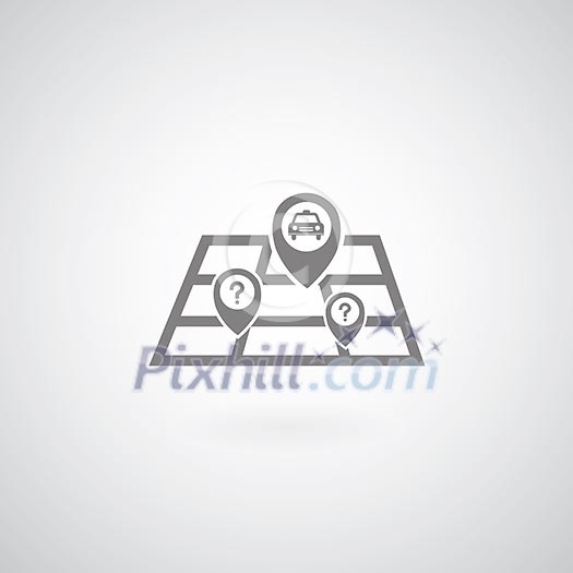 Vector map symbol on gray background Vector map symbol on gray background
