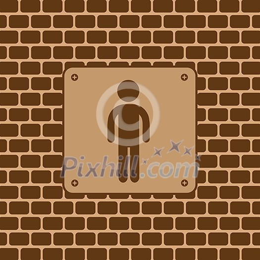 Vector man restroom sign in the wall Vector man restroom sign in the wall