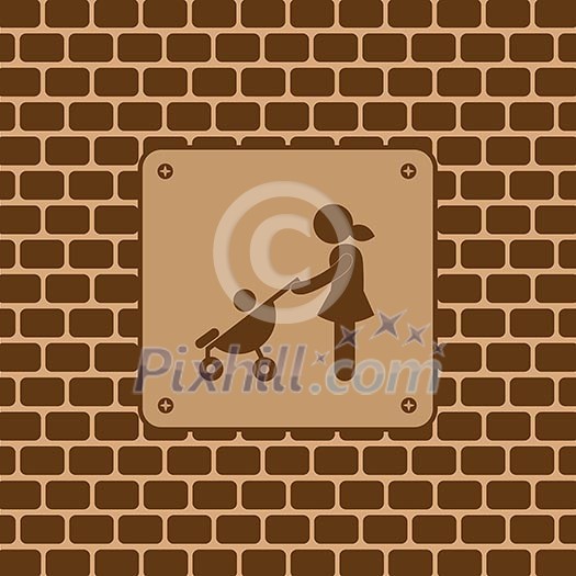 Vector woman restroom sign in the wall Vector woman restroom sign in the wall