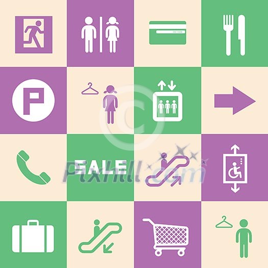 shopping mall icons set shopping mall icons set