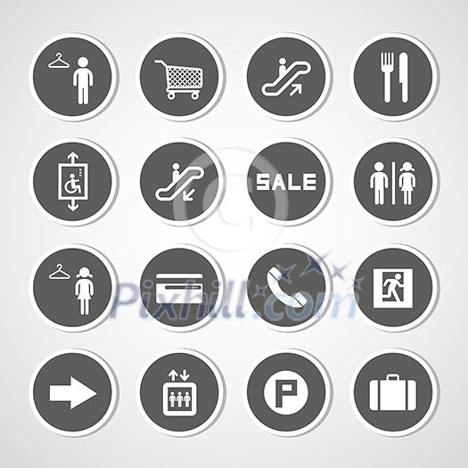 shopping mall icons set shopping mall icons set