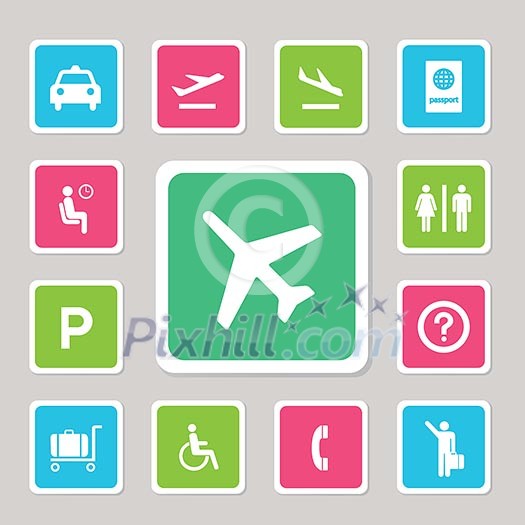 Airport icons set for use Airport icons set for use