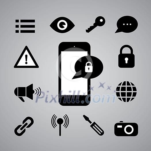 security symbol on gray background security symbol on gray background