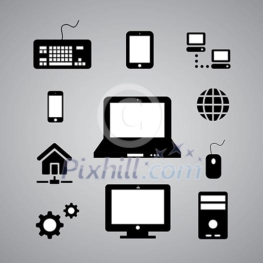 technology symbol on gray background technology symbol on gray background
