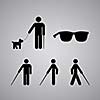 Blind man symbol on gray background