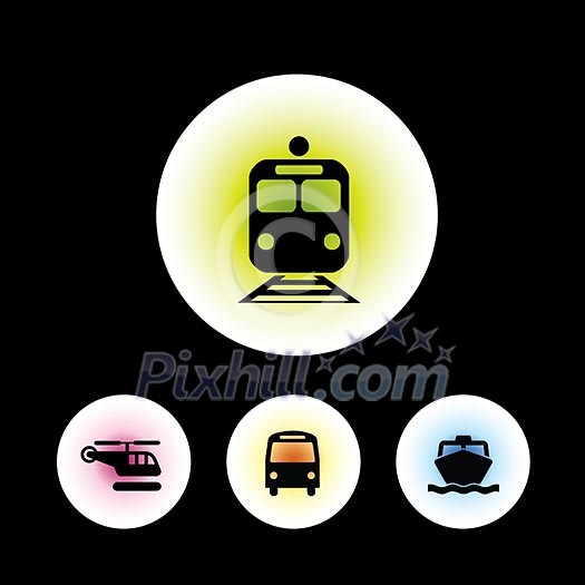 icon set in black background for use icon set in black background for use