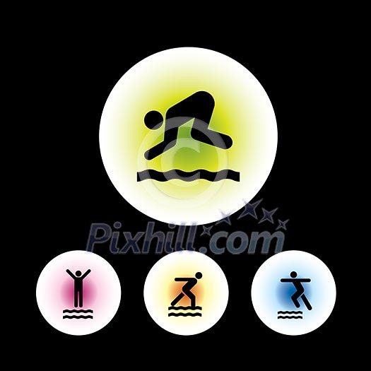 icon set in black background for use icon set in black background for use