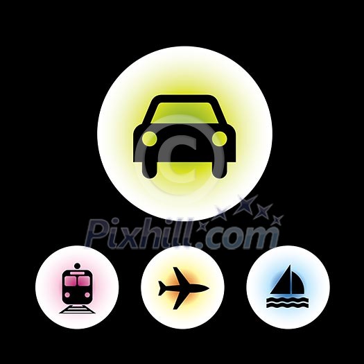 icon set in black background for use icon set in black background for use