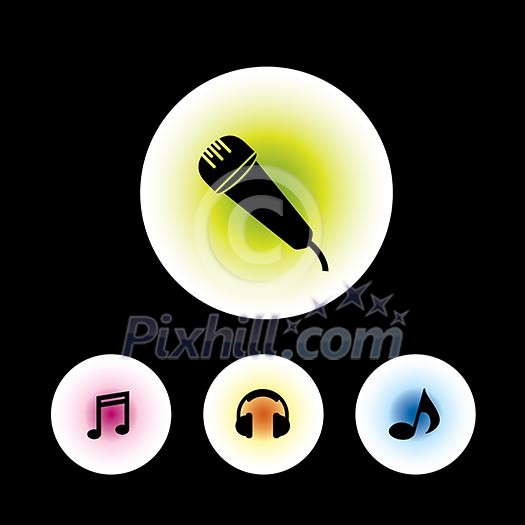 icon set in black background for use icon set in black background for use