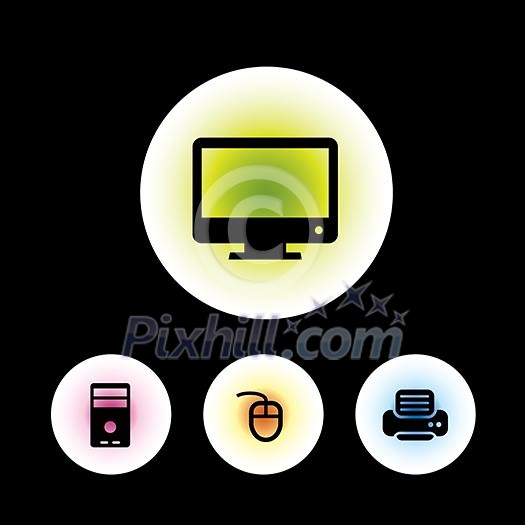 icon set in black background for use icon set in black background for use