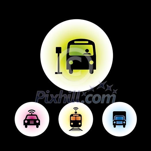 icon set in black background for use icon set in black background for use