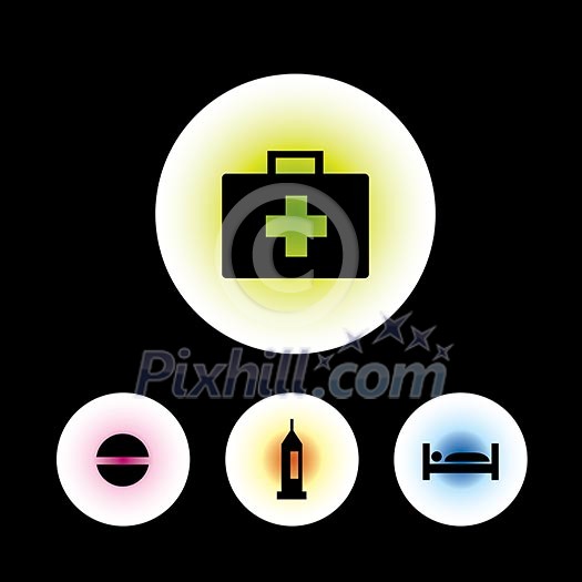 icon set in black background for use icon set in black background for use