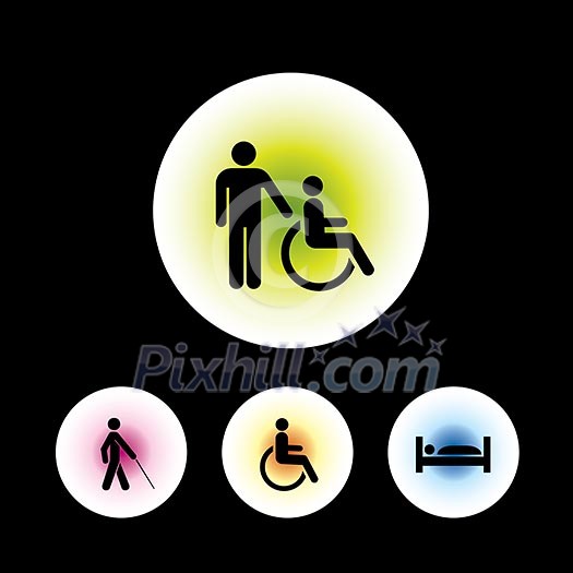 icon set in black background for use icon set in black background for use