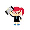 businesswoman and technology vector cartoon style