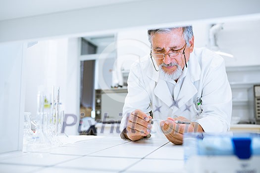 Senior male researcher carrying out scientific research in a lab (shallow DOF; color toned image) Senior male researcher carrying out scientific research in a lab (shallow DOF; color toned image)