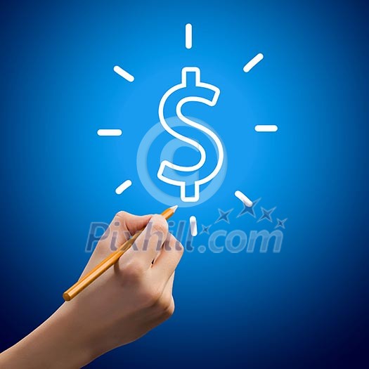 Dollar symbol in human palm. Currency concept Dollar symbol in human palm. Currency concept
