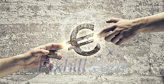 Partnership in business, banking and investment. Euro symbol Partnership in business, banking and investment. Euro symbol