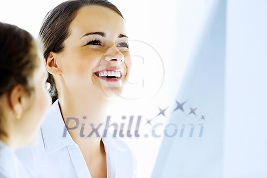 Image of happy smiling businesswoman. Success in business Image of happy smiling businesswoman. Success in business