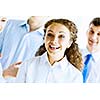 Image of young businesspeople celebrating. Success concept