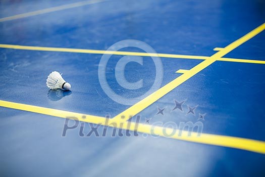 Badminton - badminton courts with two shuttlecocks (shallow DOF; color toned image) Badminton - badminton courts with two shuttlecocks (shallow DOF; color toned image)