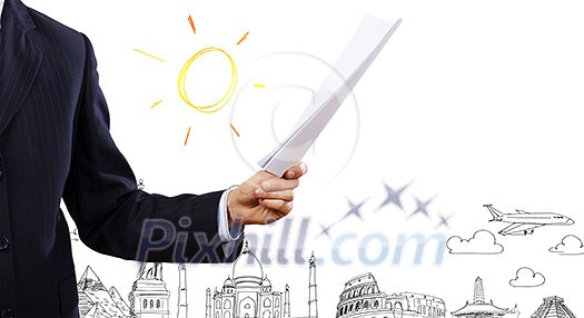 Close up of businessman with papers in hands Close up of businessman with papers in hands