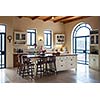 Interior view of a rustic kitchen design