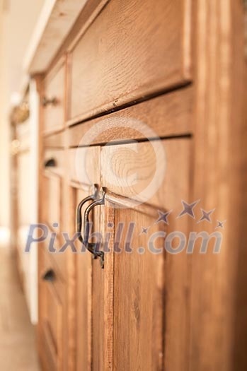 Close-up of a wooden cabinet Close-up of a wooden cabinet