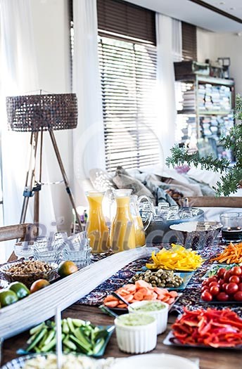 Party food setting at home Party food setting at home