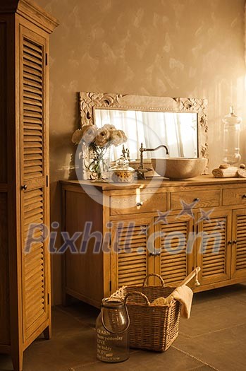 Wooden bathroom interior Wooden bathroom interior